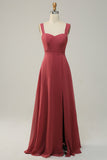 Desert Rose Sweetheart Sleeveless Long Bridesmaid Dress with Slit