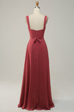 Desert Rose Sweetheart Sleeveless Long Bridesmaid Dress with Slit