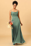 A Line Spaghetti Straps Floor-Length Chiffon Bridesmaid Dress