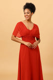 Rust Red Convertible Long Chiffon Bridesmaid Dress