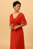 Rust Red Convertible Long Chiffon Bridesmaid Dress