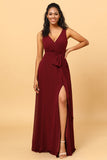 Cabernet V Neck Sleeveless Floor Length Chiffon Bridesmaid Dress