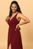 Cabernet V Neck Sleeveless Floor Length Chiffon Bridesmaid Dress