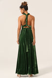 Dark Green Convertible Wear Velvet Long Bridesmaid Dress